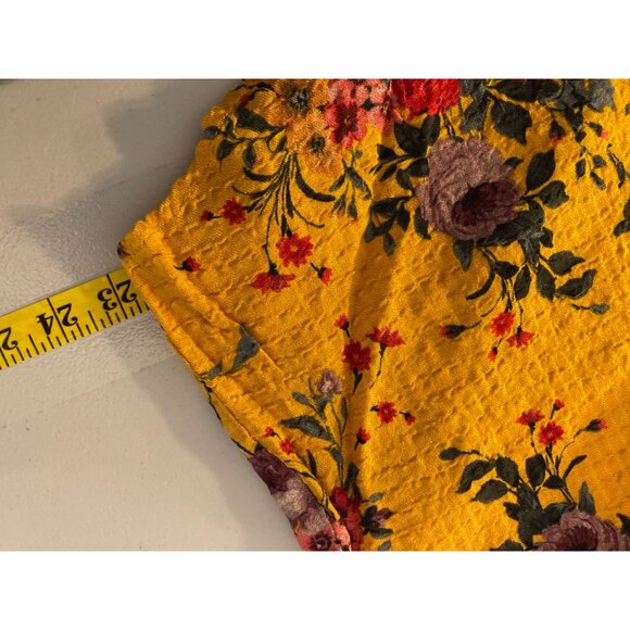 NWT Torrid Top Blouse Tunic Floral Yellow 3/4 Sleeve Blouse Torrid 00 Medium - Picture 8 of 9